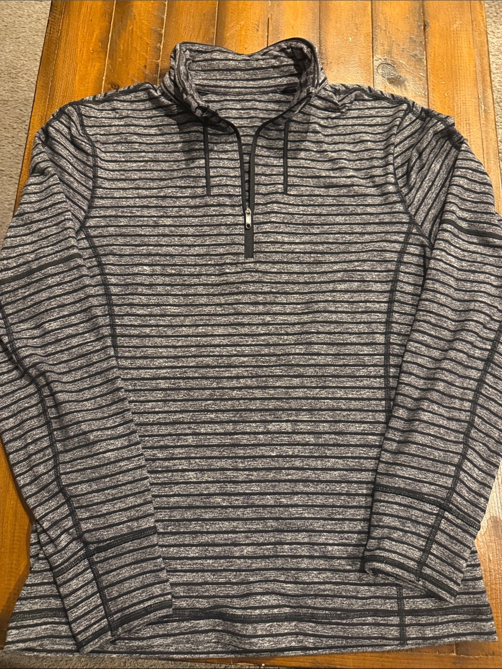 lululemon athletica Men’s Gray & Black Striped Quarter-Zip Sweater